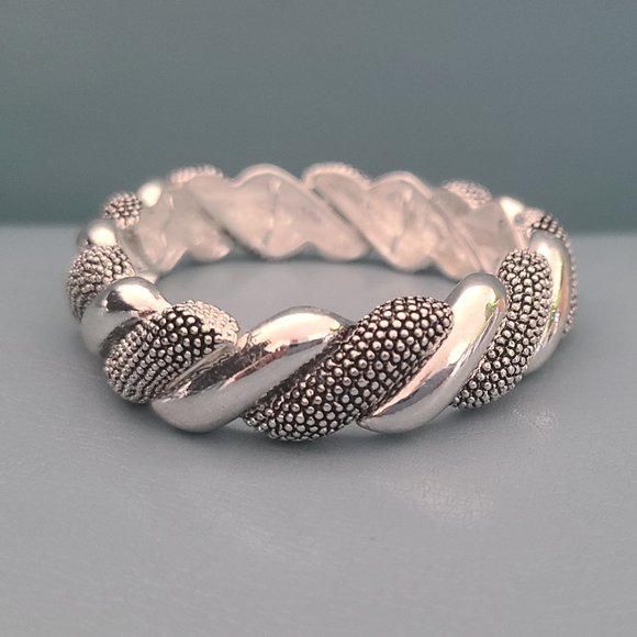 Cute Elastic Stretch Bracelet Vintage/Black & Silver/ Band Bracelet/Elegant - Picture 6 of 13